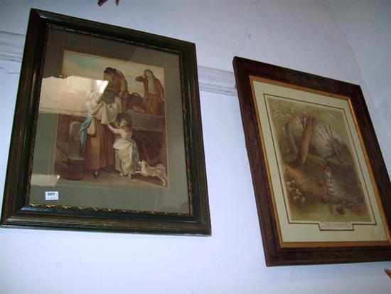 Appraisal: TWO EDWARDIAN FRAMED COLOURED PRINTS