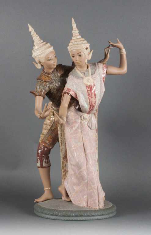 Appraisal: Lladro Gres figural group ''Thai Dancers'' modeled as male and