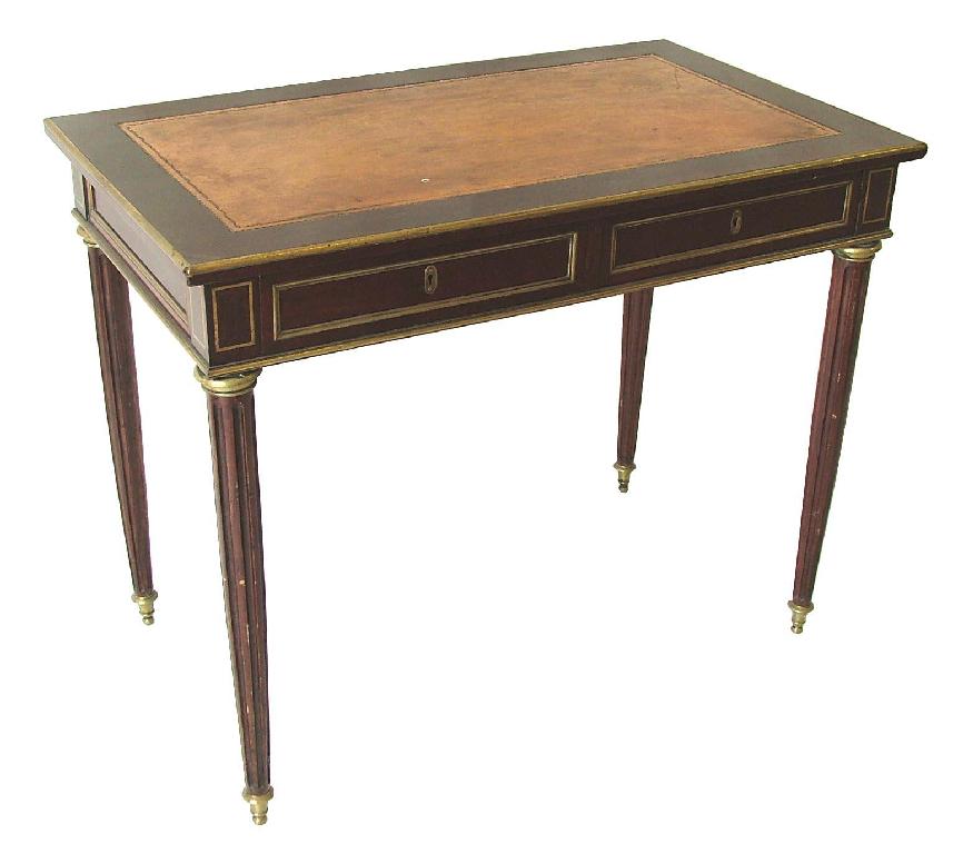 Appraisal: Decorative early th century Continental writing table with brass banding