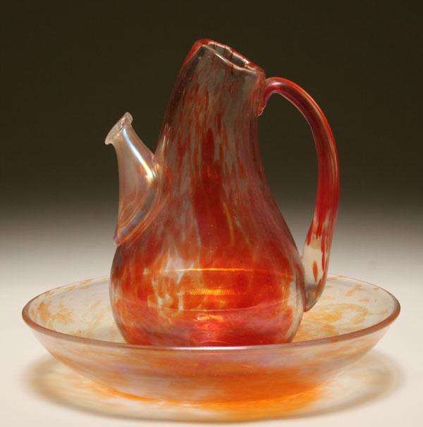 Appraisal: Dino Martens Amace glass bowl and pitcher set Heavy large