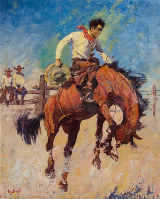 Appraisal: Sale Lot Paul Strayer American - Bucking Bronco oil on