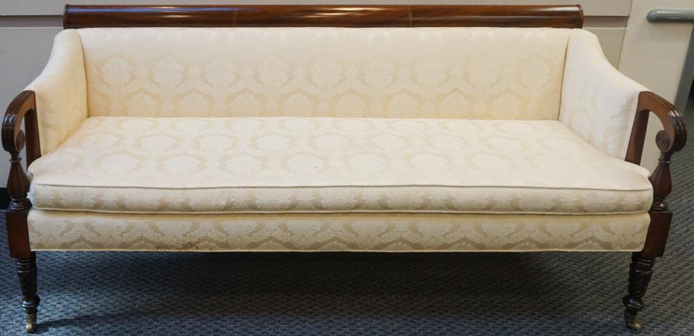 Appraisal: Federal Mahogany Upholstered Sofa L in cm