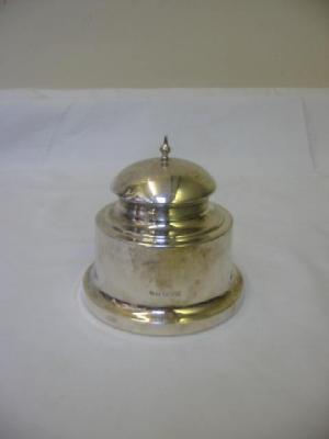 Appraisal: AN EDWARDIAN INK STAND of circular tapering form the domed