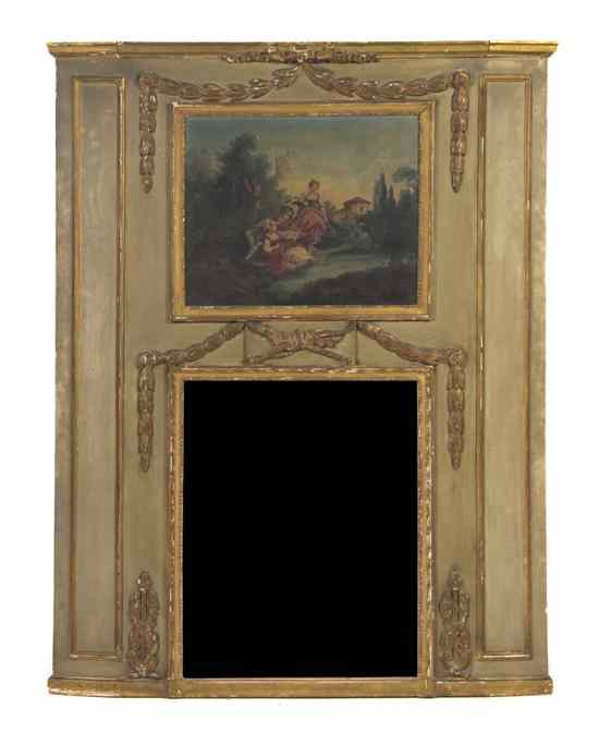 Appraisal: A Painted and Parcel Gilt Trumeau Mirror th th century