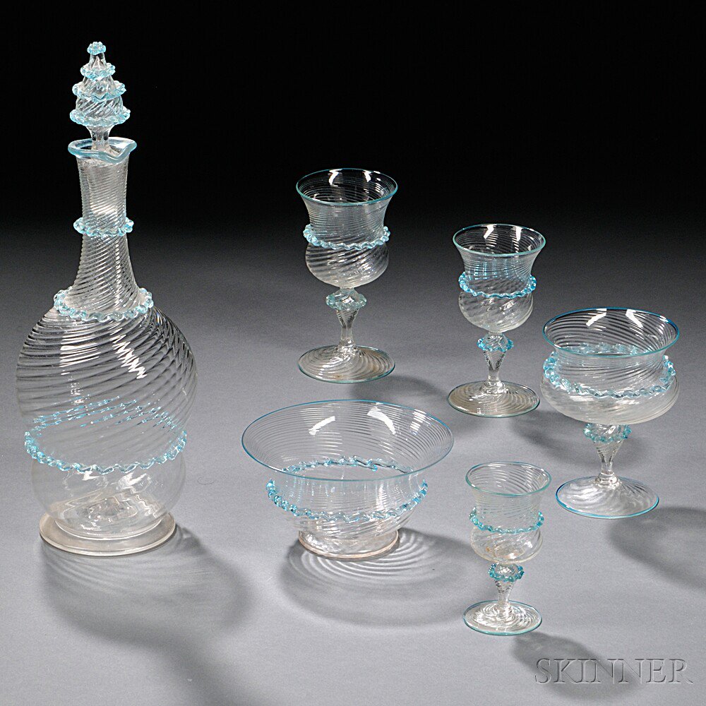 Appraisal: Twenty-two Pieces of Venetian Colorless Glass Tableware early th century