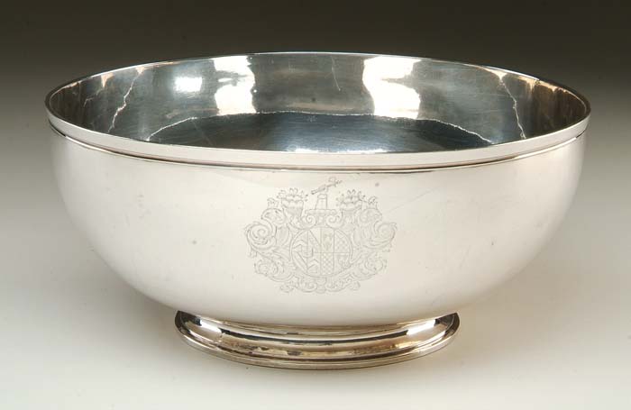 Appraisal: GEORGE I II IRISH SILVER FOOTED PUNCHBOWL John Hamilton Dublin