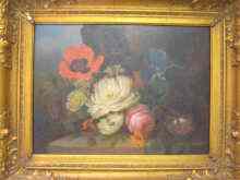 Appraisal: Joseph Rhodes - Oil on canvas still life study of