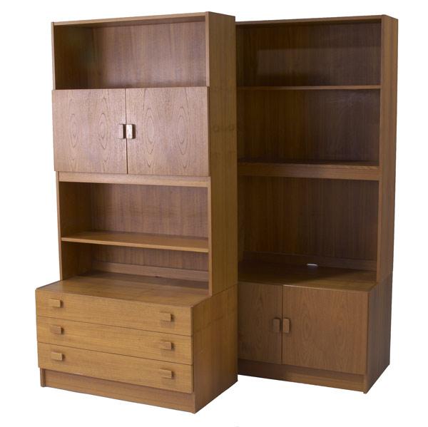 Appraisal: EJSING MOBELFABRIK Pair of teak storage units one with three