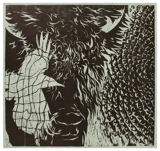 Appraisal: Jeff WhiteUntitled Buffalo Woodcut signed and dated in pencil numbered