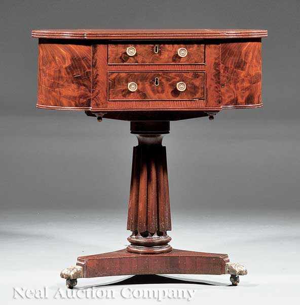 Appraisal: An American Classical Carved Mahogany Work Table early th c