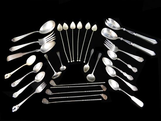 Appraisal: STERLING assortment including approximately twenty-nine pieces weighted handle serving spoon