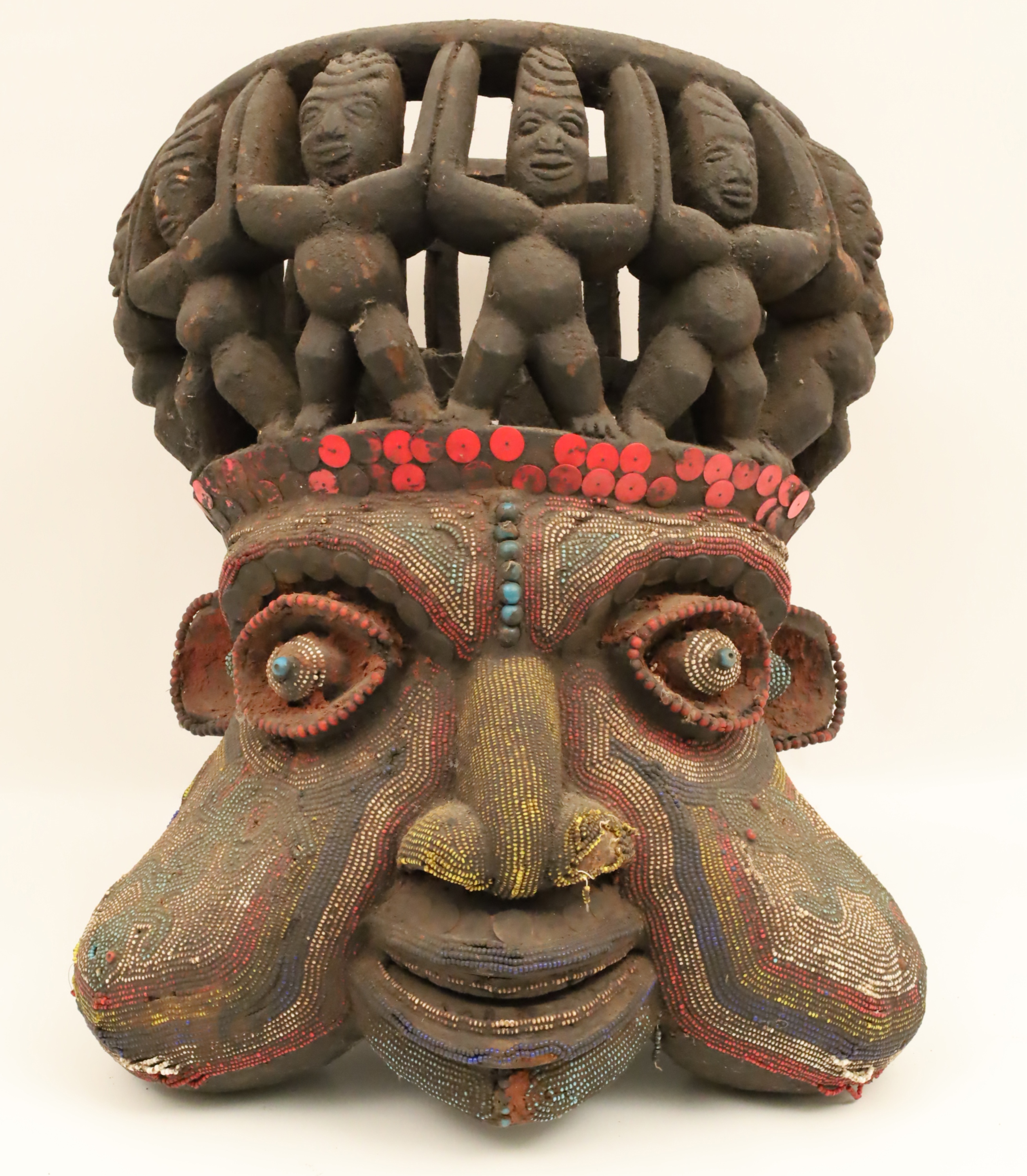 Appraisal: AFRICAN BAMILEKE MASK Large carved wood ceremonial mask from the