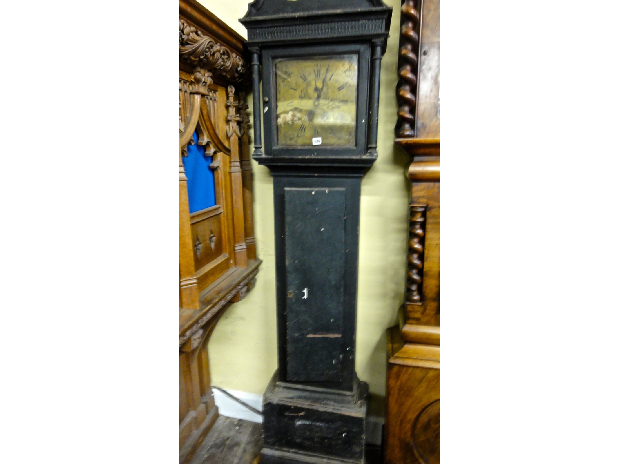 Appraisal: A Georgian longcase clock the pine case with over painted