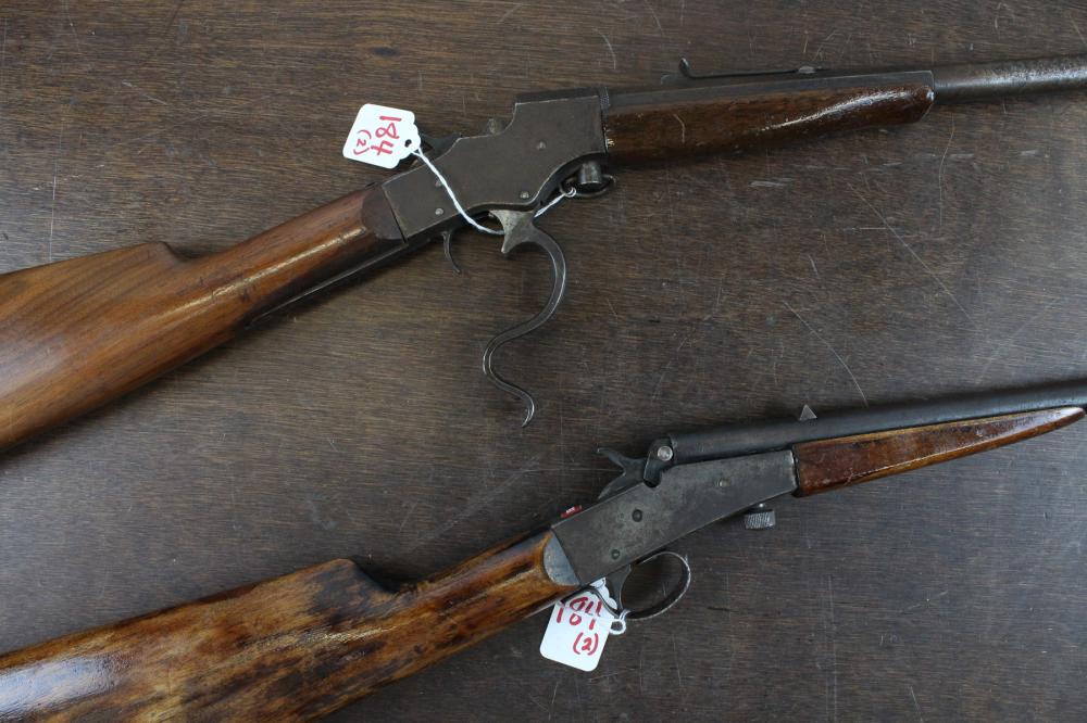 Appraisal: TWO STEVENS SINGLE SHOT RIFLES Favorite model long caliber round