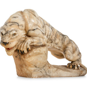 Appraisal: An Italian Alabaster Figure of a Tiger Late th Century