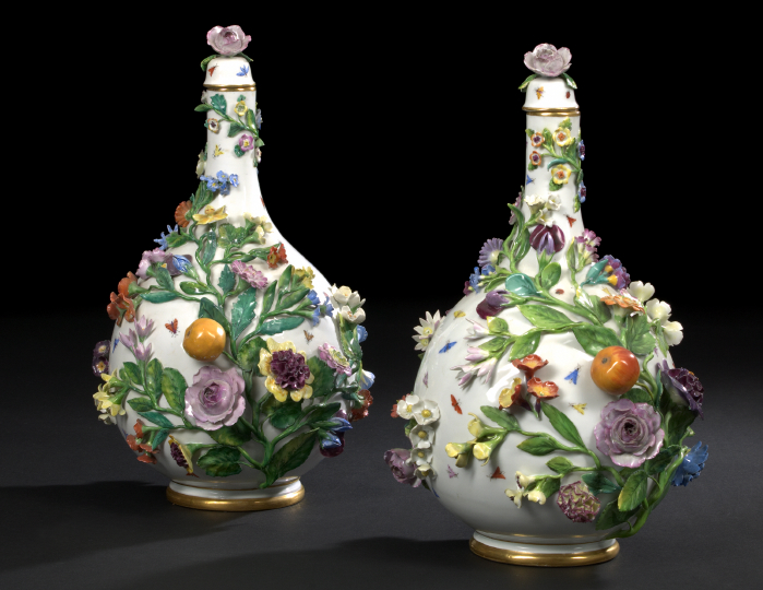 Appraisal: Good Large Pair of Meissen Porcelain Relief-Decorated Garniture Vases fourth