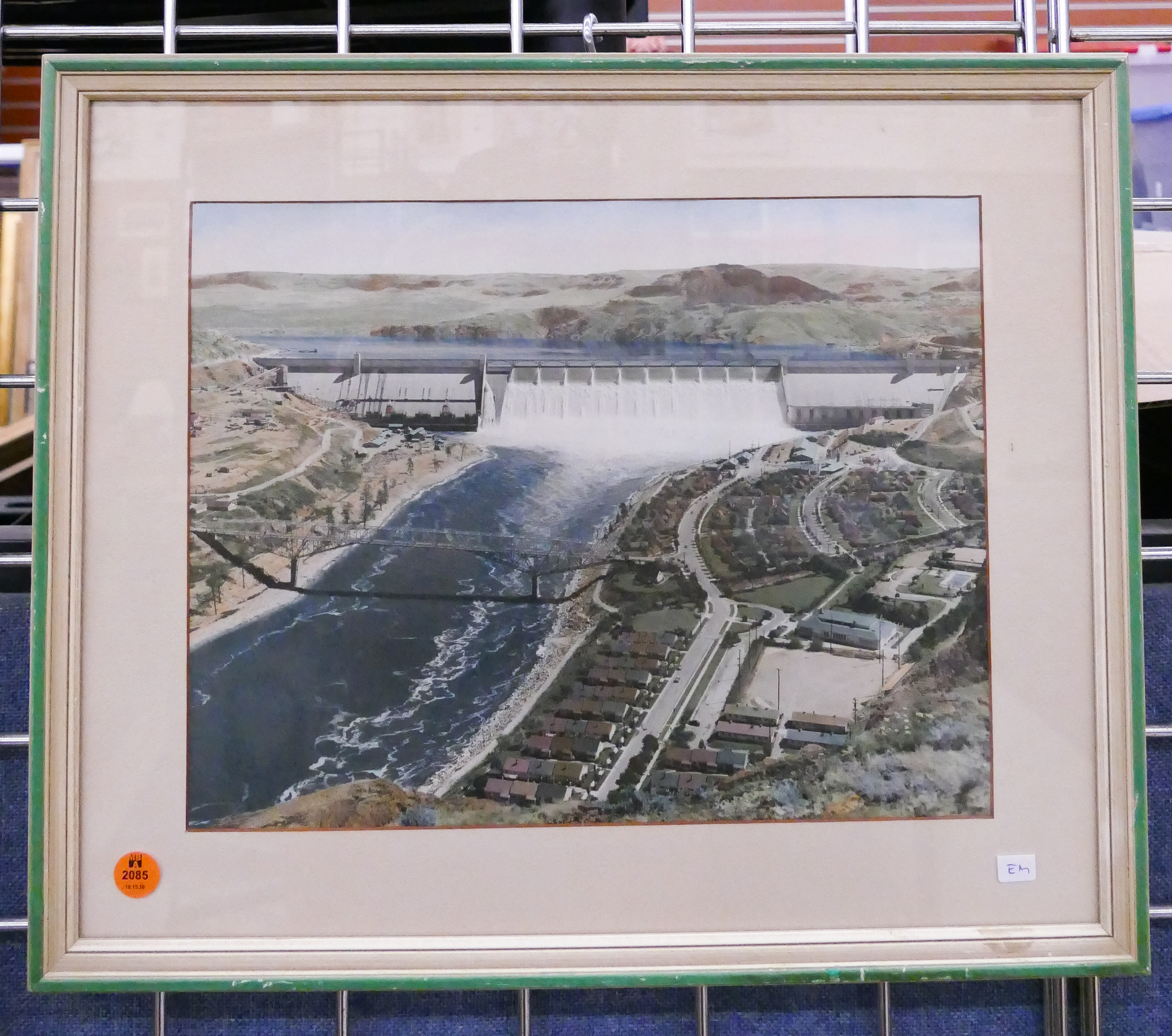 Appraisal: Vintage Grand Coulee Dam Tinted Photograph Framed- x ''