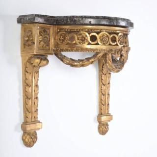 Appraisal: Louis XVI giltwood marble top bracket console th c h