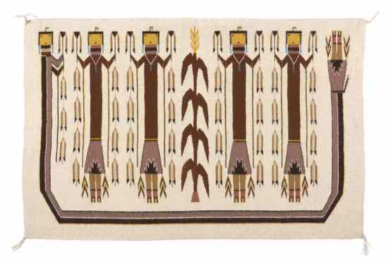 Appraisal: A Navajo Weaving Yei with four brown Yei figures a