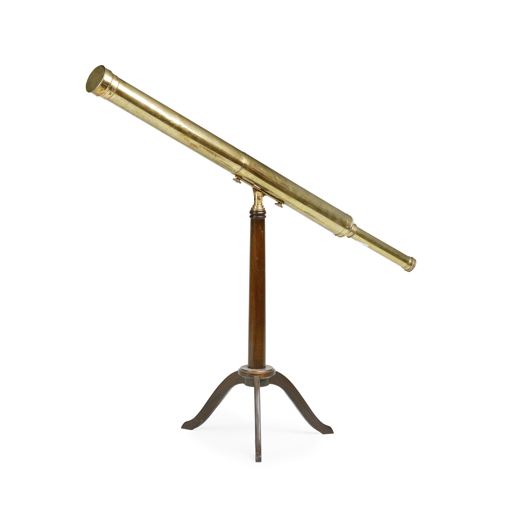 Appraisal: BRASS THREE DRAW TELESCOPE TH CENTURY unsigned raised on a