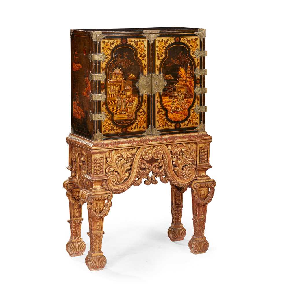 Appraisal: BLACK JAPANNED CHINOISERIE SMALL CABINET-ON-STAND LATE TH CENTURY THE STAND