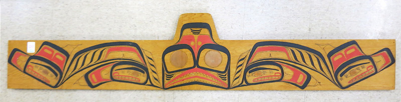 Appraisal: NORTHWEST COAST NATIVE AMERICAN SPIRIT PLAQUE hand painted red and