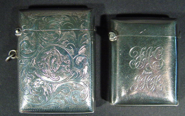 Appraisal: Rectangular silver Vesta case chased with leaves Birmingham and a