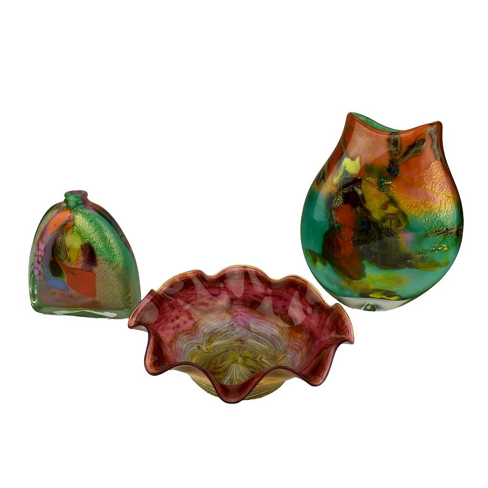 Appraisal: Grouping of Three Art Glass Tableware Grouping of Three Art