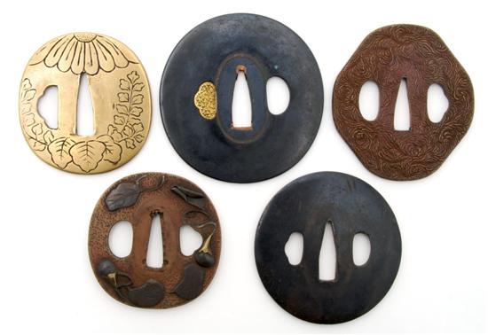 Appraisal: A Group of Five Tsuba comprised of a dai-sho and