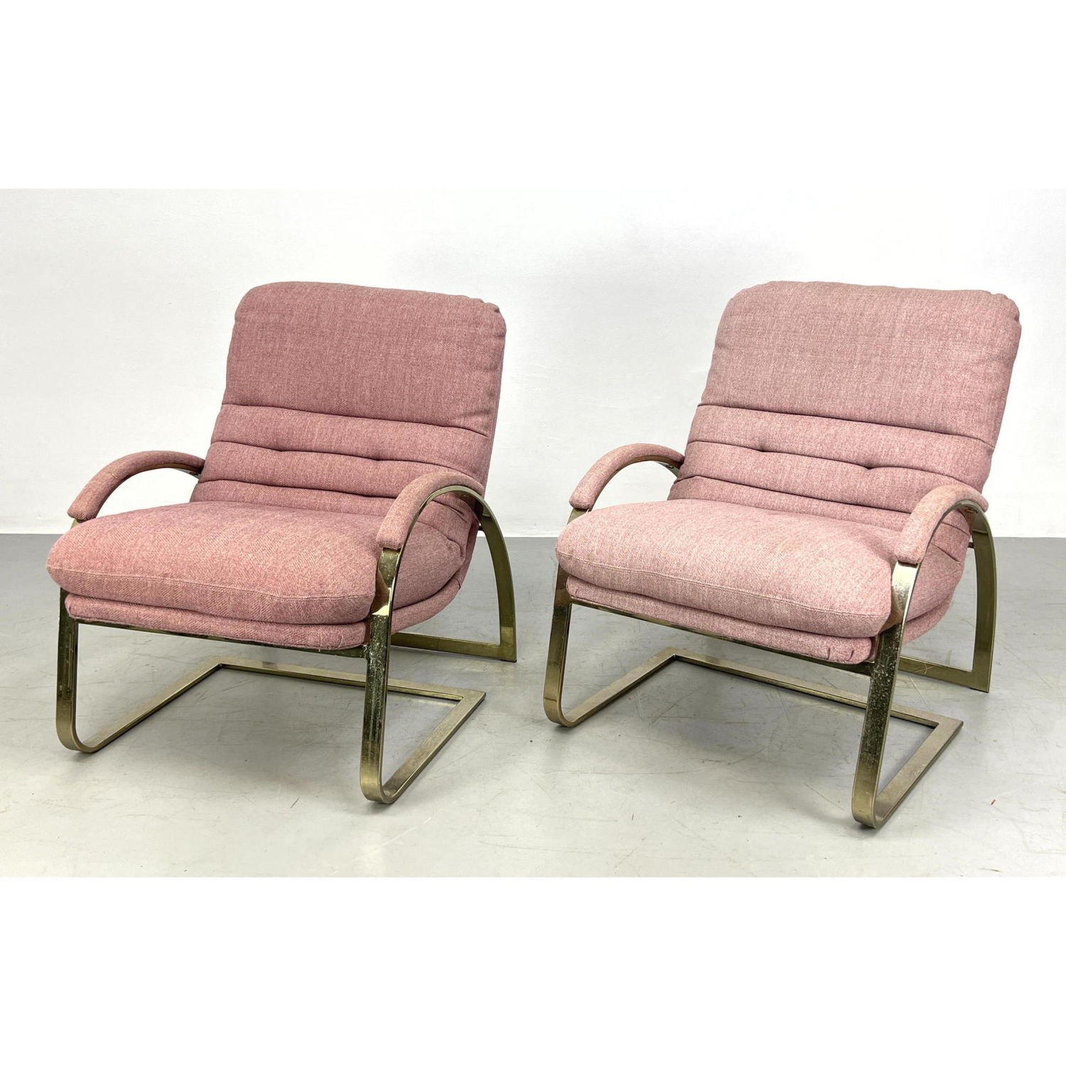 Appraisal: Pair CARSON Mid Century Modern Lounge Chairs Baughman Style Dimensions