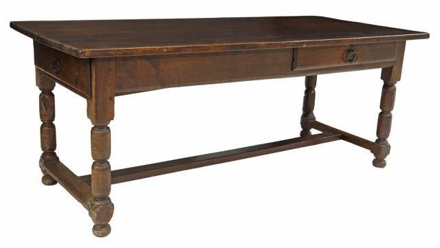 Appraisal: French Provincial oak farmhouse table early th c having plank