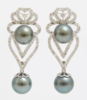 Appraisal: Pair of K White Gold Pierced Earrings each with an