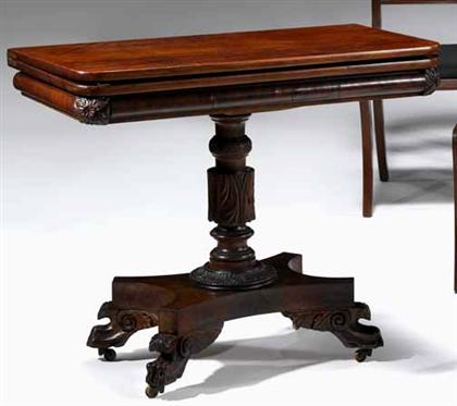 Appraisal: Classical carved mahogany card table possibly the workshop of anthony