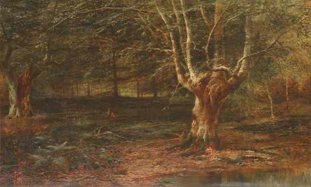 Appraisal: VICTORIAN SCHOOLAn extensive wooded landscape with two figures with a