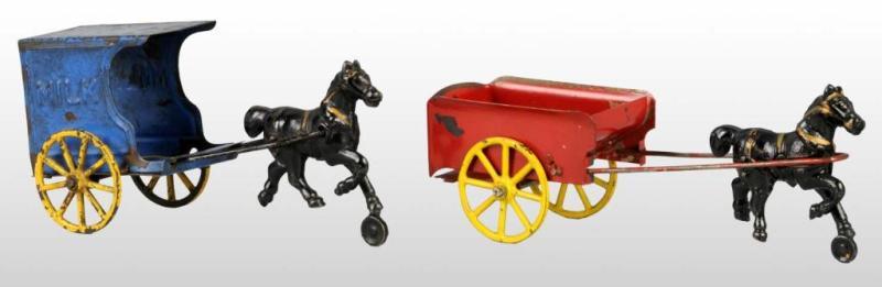 Appraisal: Lot of Cast Iron Tin Wilkins Horse-Drawn Toys Description Both