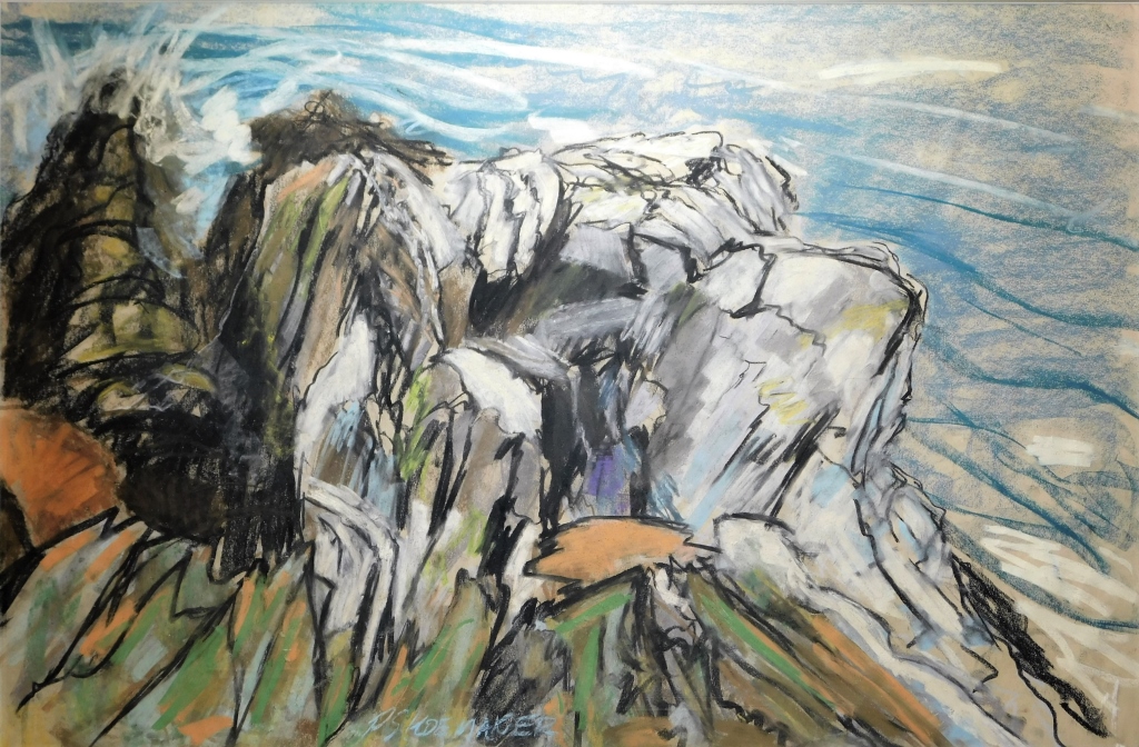 Appraisal: EXPRESSIONIST LANDSCAPE ROCK FORM PASTEL DRAWING United States th CenturyDepicts