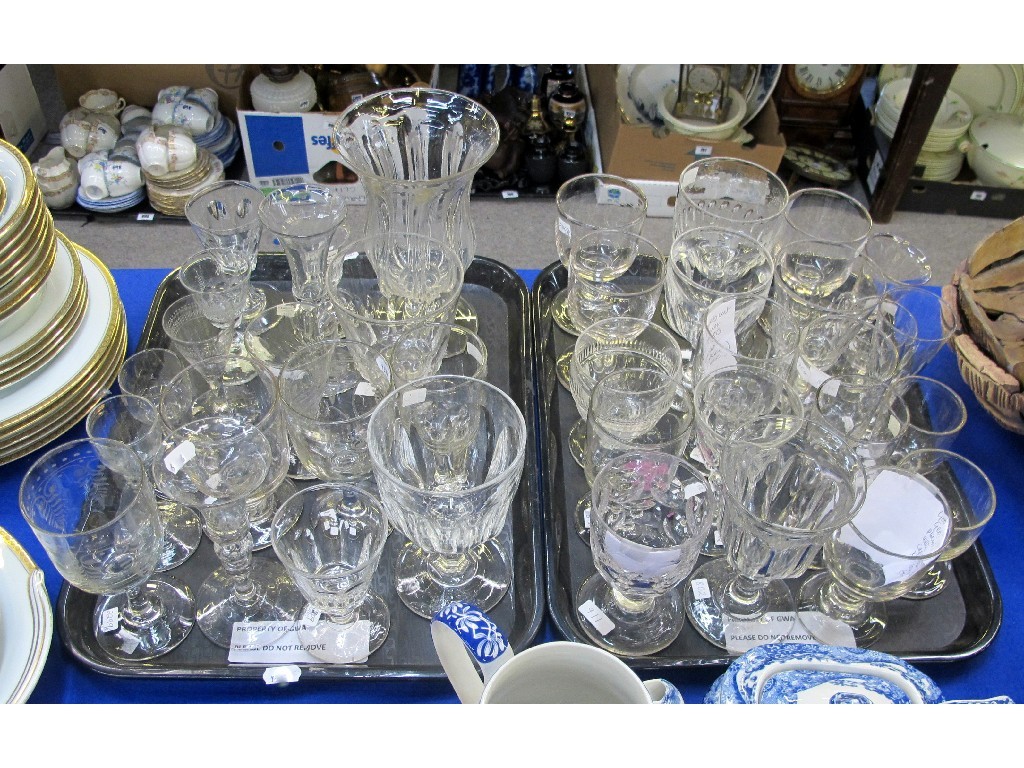 Appraisal: Two trays of Georgian and Victorian drinking glasses comprising of