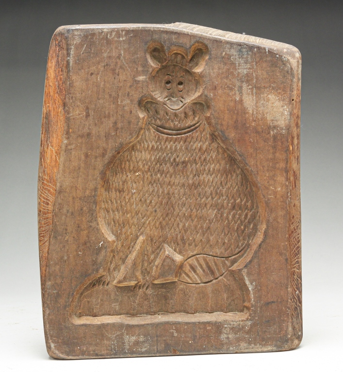 Appraisal: EUROPEAN CAT COOKIE BOARD Nineteenth century Single sided with stylized