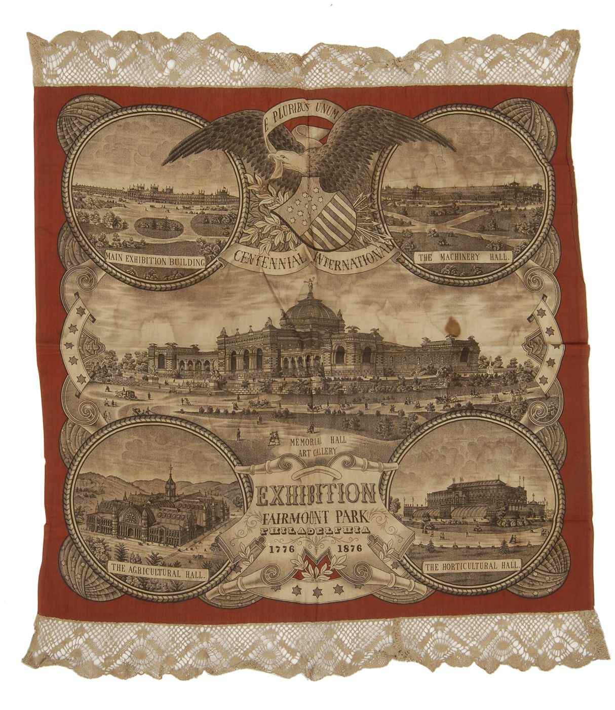 Appraisal: PRINTED COTTON SCARFDated From the Centennial International Exhibition in Fairmount