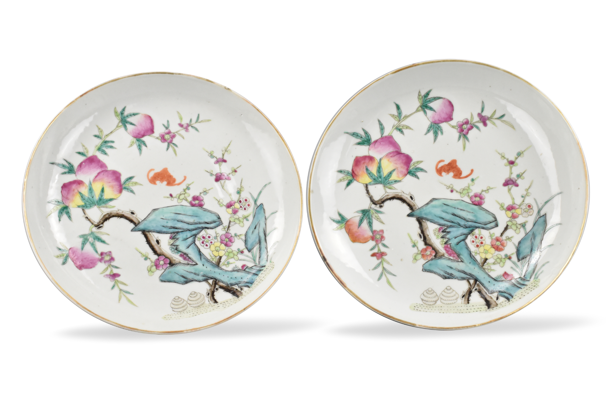 Appraisal: A pair of Chinese famille rose peach plates dating from