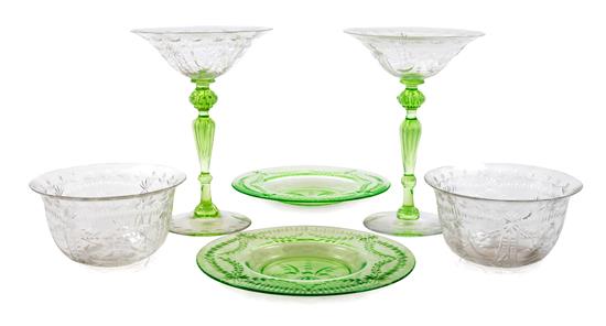 Appraisal: Sale Lot An Etched Glass Stemware Service comprising champagne coupes