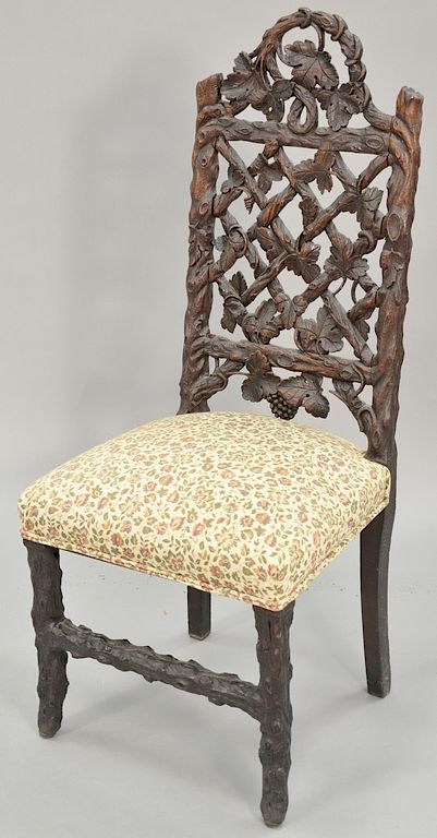 Appraisal: Black forest style oak Victorian side chair ht in Provenance