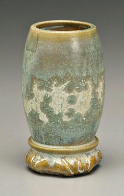 Appraisal: Crystalline-glazed stoneware vase runny pale blue glaze with areas of