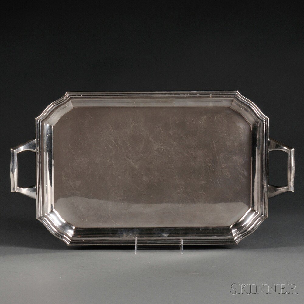 Appraisal: German Sterling Silver Tray th century with a stepped rim