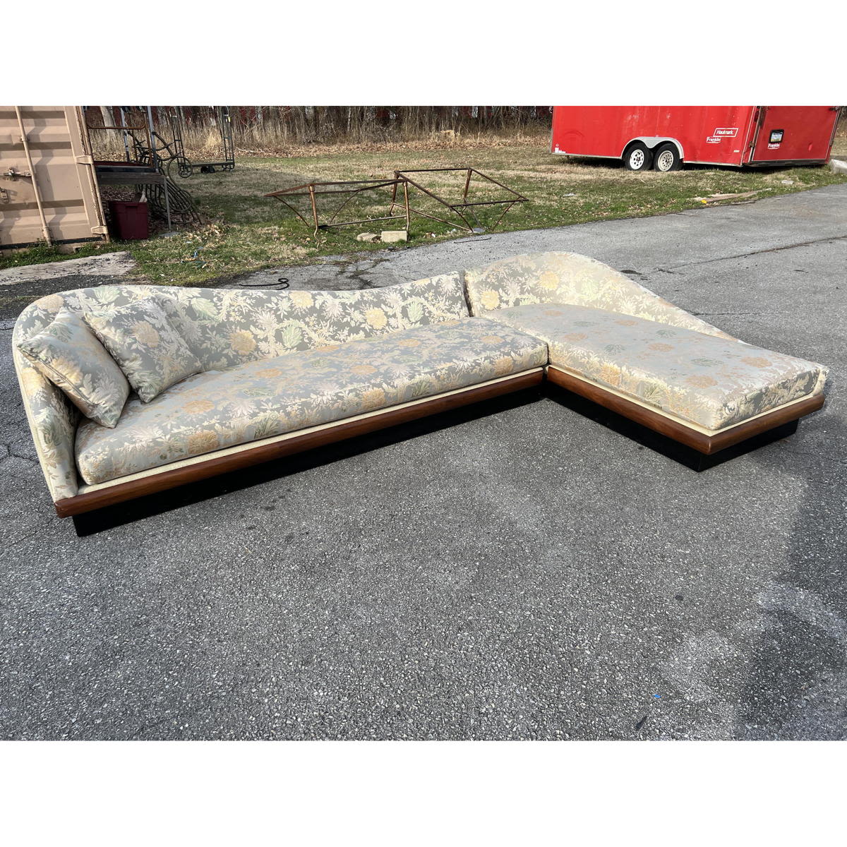 Appraisal: Adrian Pearsall Style Section Sofa Couch Curved shaped backs L