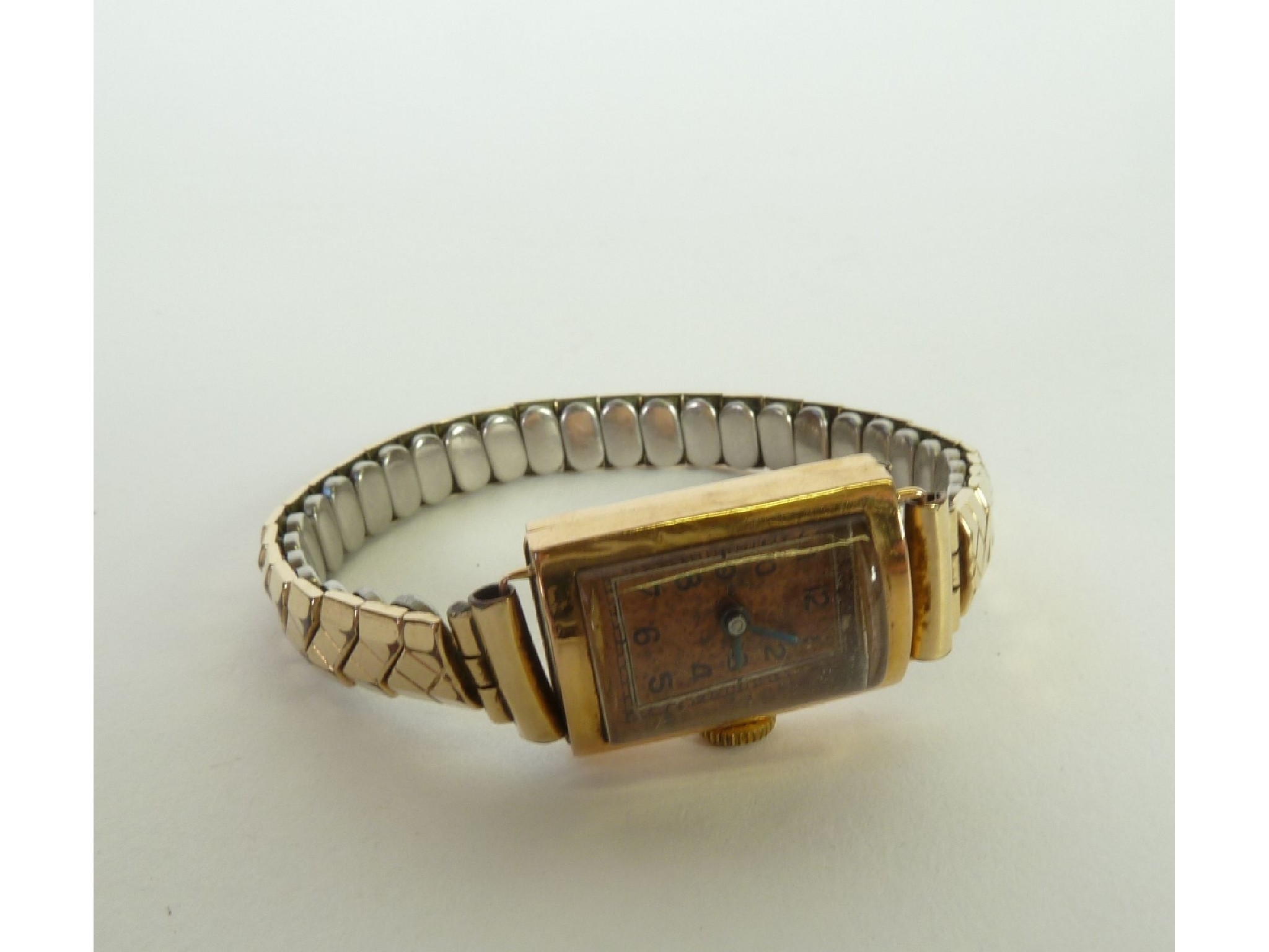 Appraisal: A MARKED CT GOLD CASED LADY'S WRIST WATCH with oblong