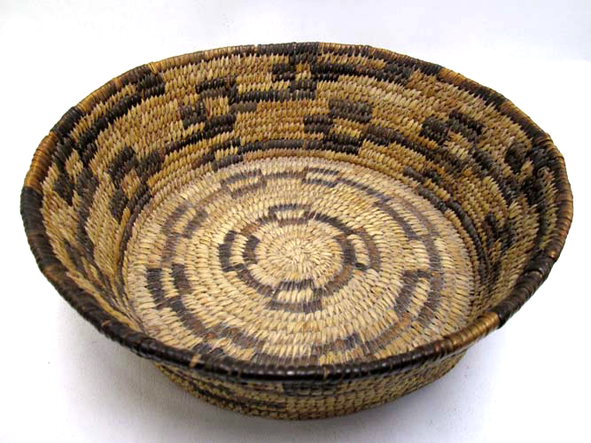 Appraisal: PAPAGO INDIAN BASKET woven of yucca bear grass using the