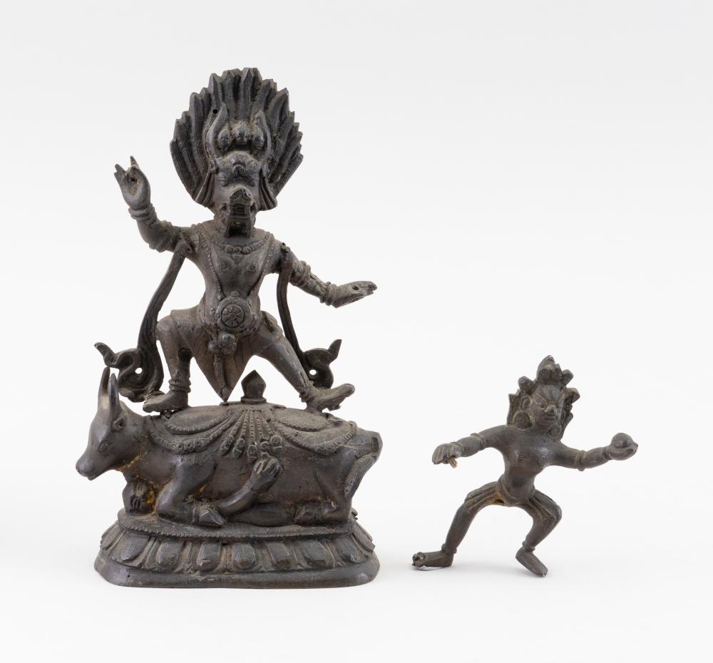 Appraisal: TIBETAN BRONZE FIGURE OF YAMANTAKA VAJRABHAIRAVA WITH CONSORT TH CENTURY