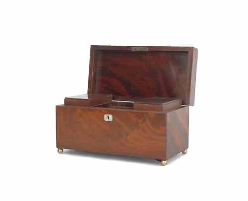 Appraisal: Regency mahogany tea caddy th c h w