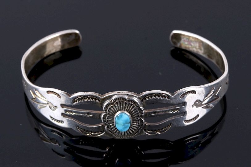 Appraisal: Navajo Fred Harvey Turquoise Sterling Bracelet For your consideration is